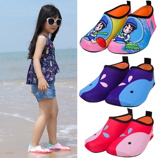 Kids Aqua Shoes 1-14Years Girls Flat Soft Rubber Swimming Shoes Boys Beach Water Shoes Infant Toddler Cartoon Shark Barefoot
