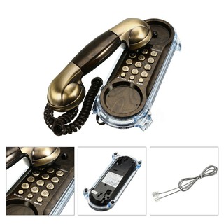 【LIla ready】Brown Wall Mount Home Corded Phone Telephone Antique