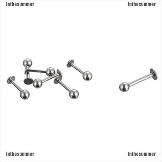Inthesummer❥ Stainless Steel Body Piercing Jewelery Eyebrow Tongue Bar Labret Lip Nose Rings (5)