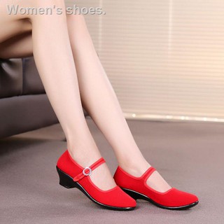 Old Beijing cloth shoes women's slope with etiquette single black red dance performance hotel work (2)