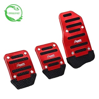 3Pcs Fuel Gas Accelerator Pedal Break Pedal Clutch Pad Cover Foot Pedals Non-Slip for Manual Transmission Car Red