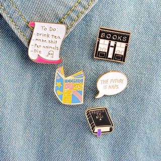 Cute Cartoon Brooches Letters Book Badge T-shirt Collar Lapel Pin Jewelry Gift