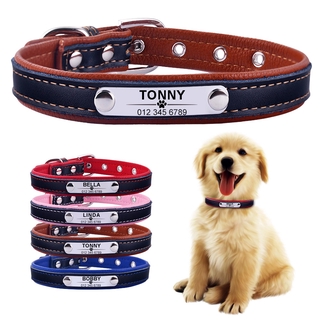 [Buddy]Dog Adjustable Personalized ID Tag Collar Dog Collar Leather Puppy ID Name Custom Engraved Cat ID Collar XS-XL