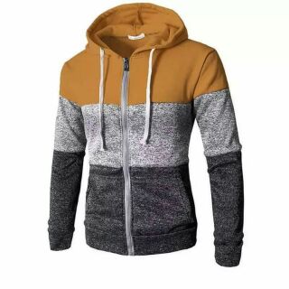 korean fashion tricolor knitted hoodie jacket