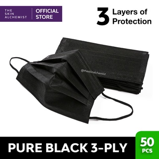 50 PCS All Black 3-PLY Disposable Face Masks Excellent Quality