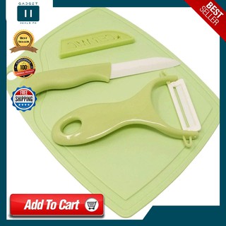 3 in1 Ceramic Fruit Knife Peeler Cutting Board Set | Vegetable Fruit Peeler | Random Color