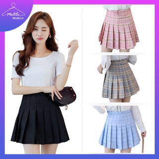 Mo&Co Korean Fashion Women's High Waist Skirt Plaid Stripe Slim Fit Tennis School Skirt XS-3XL