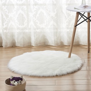 Artificial Round Wool Rug Faux Fur Carpet Bedroom Floor (4)