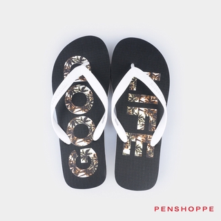 Penshoppe Men's Printed Flip Flops (Black)