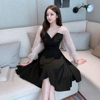 Petite Evening Dress Women's Banquet Temperament Daily Style New Black Light Luxury Socialite Dress