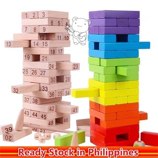54Pcs Wooden Blocks Toy Ready Stock Building Blocks Jenga with Box