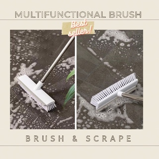 New! Floor Scrub Brush with Stainless Metal Adjustable Long Handle Stiff Bristles with box packaging