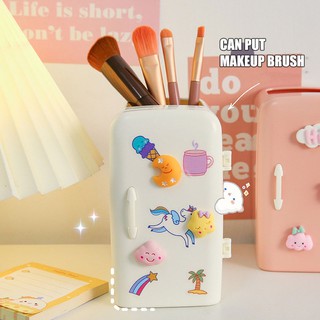 Desk organizer Cute pen holder and sticker stationery storage refrigerator shaped container (6)