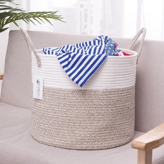 Woven Cotton Rope Storage Basket with Handles