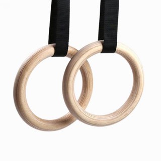 RUSSIAN Birch Wooden 28mm Adjustable Gymnastic Rings with Buckle Strap
