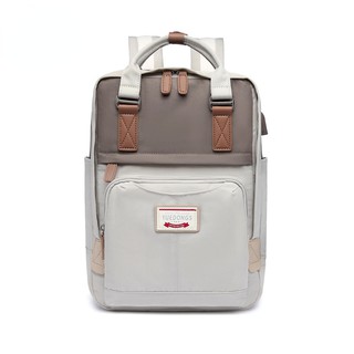 MINGKE Laptop bag 14 15.6 inch Backpack Schoolbag for Women USB Waterproof Shockproof Korea Fashion