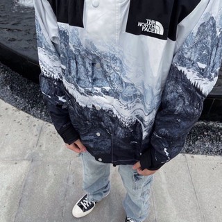 Tnf North Face Series Snow Print Lovers Stitching Hooded Jacket