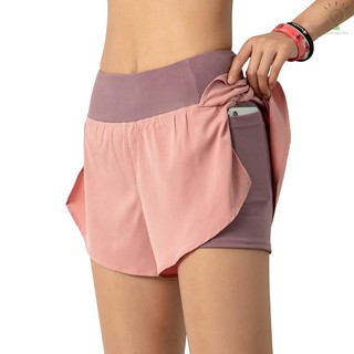 [BLK-COD]Women Running Shorts 2-in-1 with Pocket Wide Waistband Coverage Layer Compression Liner Lounging Sport Yoga Leggings Fitness Workout Athletic Gym Home Sportswear (6)