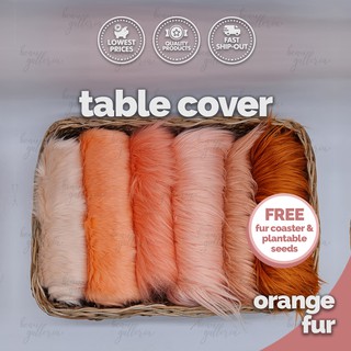 Orange Faux Fur Fabrics for vanity, study, work station table, seat cover runner by Beau Galleria