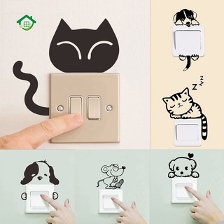 COD-Removable Art DIY Cartoon Cat Dog Wall Sticker Home Room Decor Switch Decal