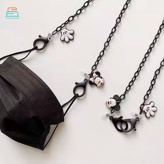 Black Mickey and Minnie Mouse Anti-Drop Face Mask Chain