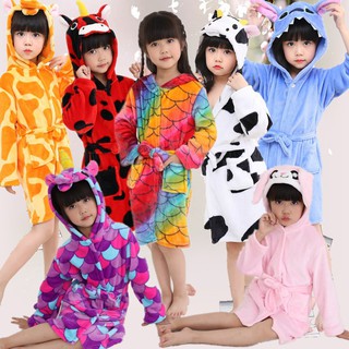 Kids Unicorn Robe For Girl Pajamas Animal Hooded Child Bathrobe Girls Warm Sleepwear Kids Dressing Gown NightGown