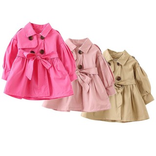 Baby Girl Coat Long Jacket Double Breasted Kids Overcoat Windbreaker Outwear (3)