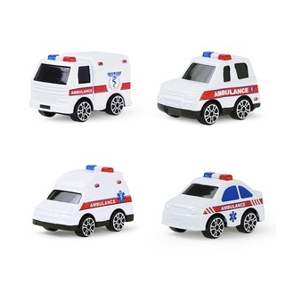 4 Pcs/Set Kids Pull Back Car Model Toy Engineering Truck Ambulance Diecast Vehicle Educational Toys