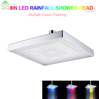 LED Rainfall Shower Head Square Shower Head Multiple Colors Automatically Color-Changing Showerhead for Bathroom