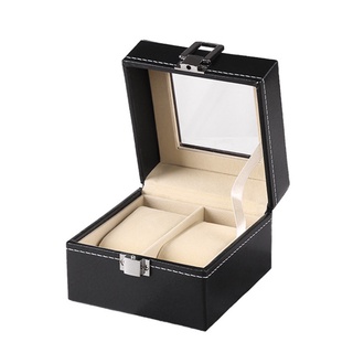 2-Slot Wood pu Leather Watch Box Lover Watch Showcase Box Watch Storage Box