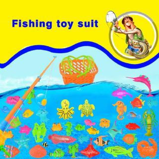 【kidtoys】15/27/39 Pcs Magnetic Fishing Toy Set for Kids Fishing Games Outdoor Toys Rod Hook Fishes with Inflatable Pool