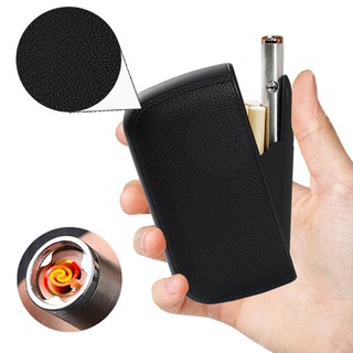 PU Leather Cigarette Case Box With Portable USB Charging Lighter 10pcs Cigarette Storage Holder Cont