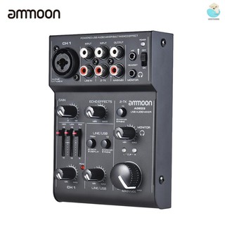 LUCK* ✔ ammoon AGE03 5-Channel Mini Mic-Line Mixing Console Mixer with USB Audio Interface Built-in Echo Effect USB Powered for Recording DJ Network Live Broadcast Karaoke