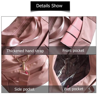 Women Travel Bag Waterproof Weekender Bags Oxford Cloth Luggages Handbag Shoulder Bag Traveling Bag Dry and Wet Separation Sport Bag Fitness Bag Gym Totes for Men Women ( Pink/Black) (6)