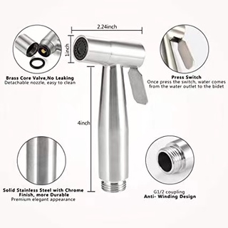 COD 304 stainless steel bidet toilet flushing pressurized water gun flusher Toilet Bidet Spraye (2)