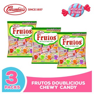 Columbia Candies: Frutos Doublicious Jelly filling Chewy Candy Bundle of 3