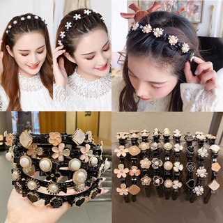 Flower Pearl Headband Bangs Braided Hair Band