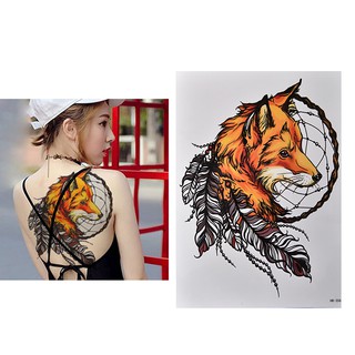 【COD】Waterproof Fox Dreamcatcher Temporary Tattoo Large Arm Body Art Tattoos Sticker,