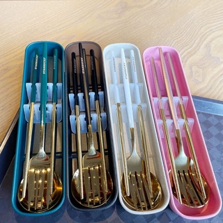 304 Stainless Steel Portable Travel Metal Cutlery Set 3IN1 Chopsticks Spoon Fork w/ Holder & Case