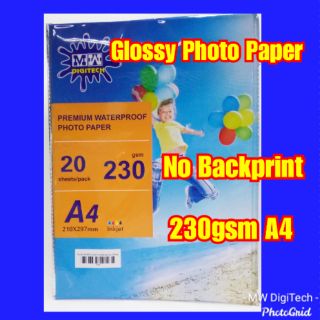 No Backprint Glossy Photo Paper 230gsm A4