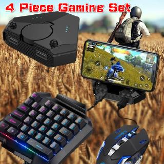 [Promo In Stock] Upgraded 4 Piece Gaming Set COD PUBG Controller Converter Mobile Controller Gaming Keyboard Mouse Converter