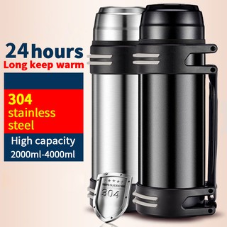 【2/3/4L】304 Stainless steel thermos large-capacity vacuum flask vacuum bottle drinking water bottle
