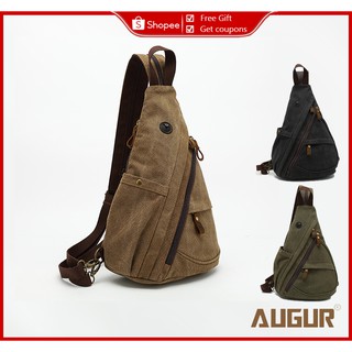 AUGUR canvas large capacity messenger bag multifunctional backpack chest bag men's bag (1)