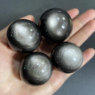 Natural Silver Obsidian Crystal Ball Obsidian Sphere Silver Obsidian Stone Grinding
