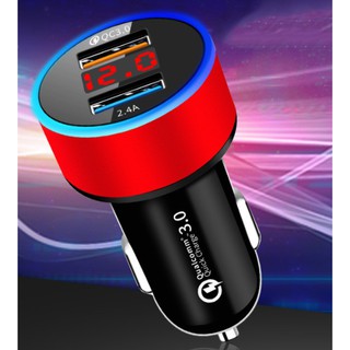 PROMO 3.1A CAR CHARGER DUAL USB 2 PORT WITH LED DISPLAY UNIVERSAL PHONE CHARGER FAST CHARGING