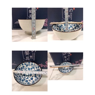 Japanese style blue and white porcelain tableware set ceramic bowl 4 bowls 4 chopsticks (8)