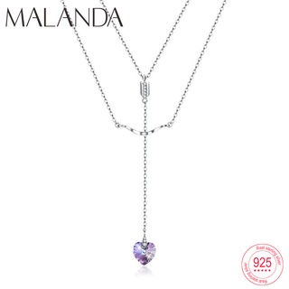 Malanda Crystal From Swarovski Arrow Heart Pendant Necklace For Women 925 Sterling Silver Double