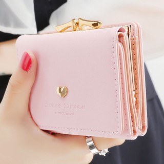 Small card bag new wallet female short Korean fashion small fresh love three fold ladies coin purse coin bag card bag