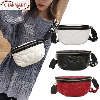 NEW Fashion Solid Color Heart Decor Women Waist Fanny Belt Packs Leather Chest Bags