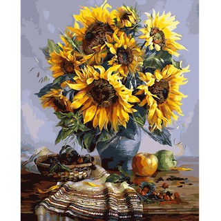 Sun Flower 40x30cm DIY Paint By Numbers Oil Painting Kit Canvas